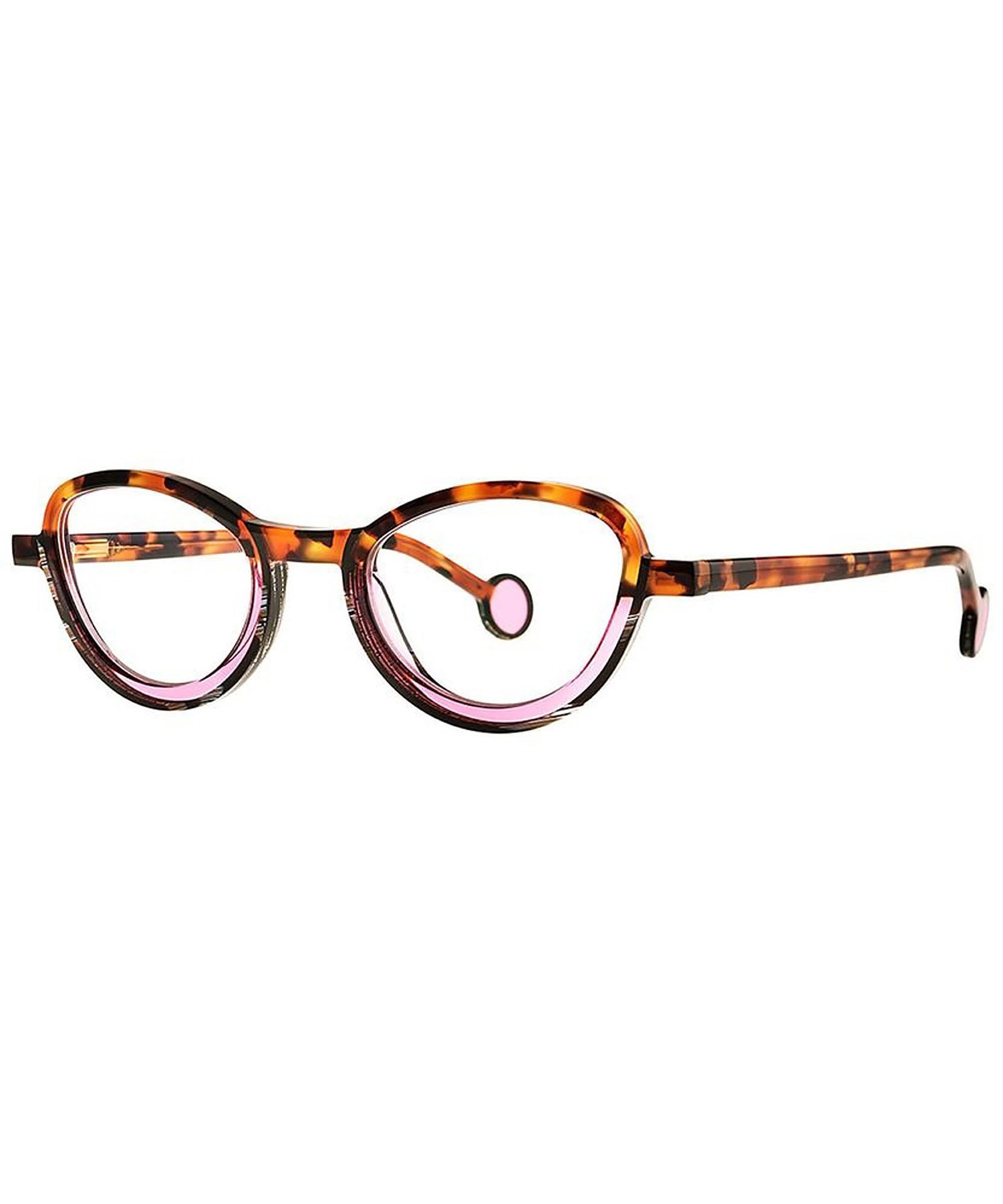 Theo Eyeglasses Swing 008 Brown Dalmatian+dark Brown Horn+transparent Shocki In Crl